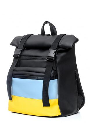 Рюкзак ролл sambag rolltop lth чорний з прапором україни