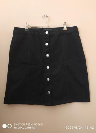 Черная джинсовая юбка р.46-48 (10)