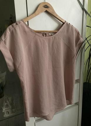 River island 6, кремова, рожева з коротким рукавом, вільного крою блуза1 фото