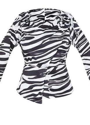 🦓вільна чорно-біла блуза/блузка тваринний принт/блузка принт зебра довгий рукав🦓5 фото