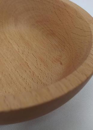 Тарілка дерев'яна кругла, деревина бук d 14 см.7 фото