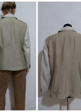 Льняной пиджак, блейзер  колор блок с контрастной строчкой madeleine9 фото
