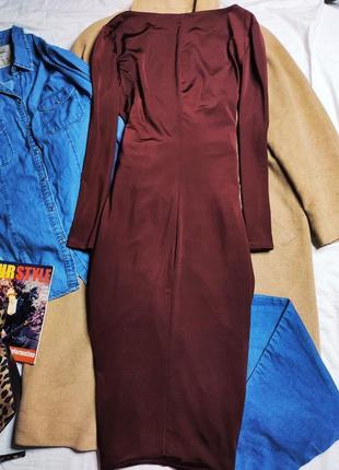 Dorothy perkins платье бордо бордовое миди с длинным рукавом по фигуре новое3 фото