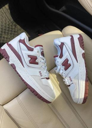 Женские кроссовки  nb 550 sea salt burgundy 🔥8 фото