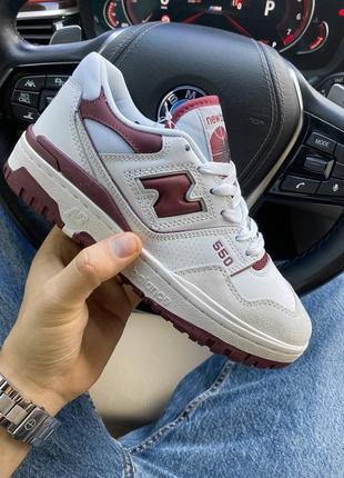 Женские кроссовки  nb 550 sea salt burgundy 🔥4 фото