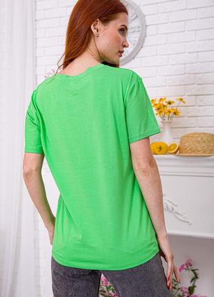 Салатова жіноча футболка вільного крою з принтом салатовая женская футболка свободного кроя с принто2 фото