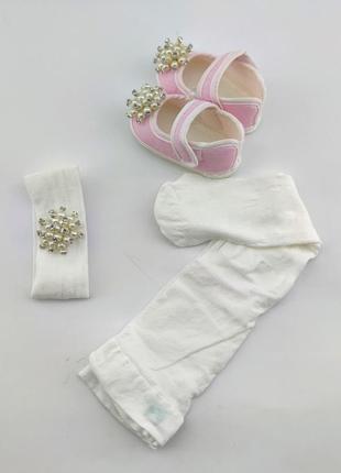 Подарочный набор 0 до 4 месяцев платье для крещения подарок новорожденного розовое (нпк93)2 фото