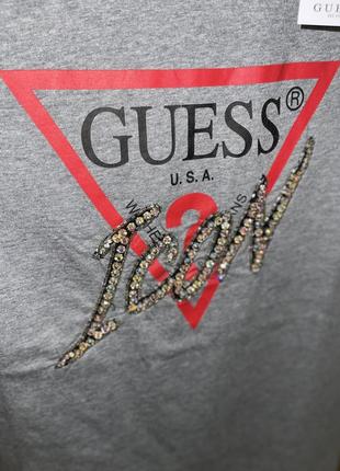 Роскошная футболка guess оригинал с камнями гес