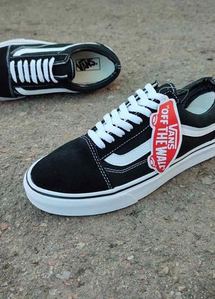 Черные черно- белые кеды кроссовки мокасины слипоны vans old school ванс4 фото