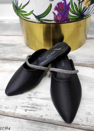 Мюли атласные со стразами разные цвета