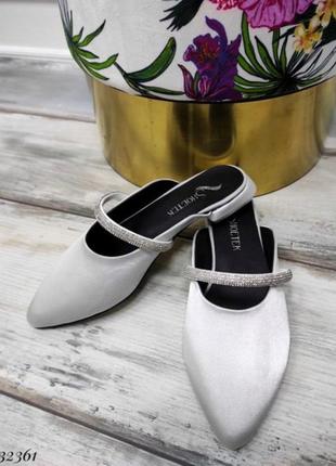 Мюли атласные со стразами разные цвета