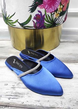 Мюли атласные со стразами разные цвета