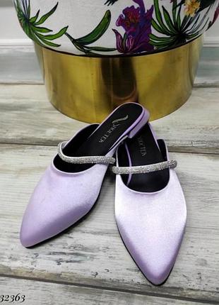 Мюли атласные со стразами разные цвета