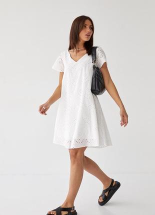 Біле плаття з бавовни2 фото