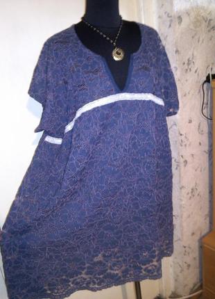 Гіпюрова-мереживна,чарівна блузка-туніка з паєтками,великого розміру-оверсайз2 фото