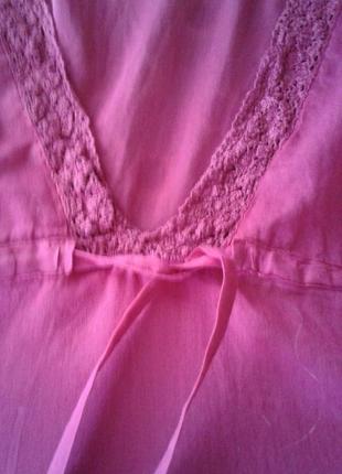 Хлопковая батистовая лиловая пляжная блузка туника с кружевом george батал5 фото