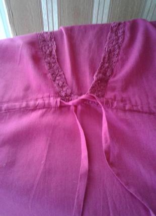 Хлопковая батистовая лиловая пляжная блузка туника с кружевом george батал3 фото