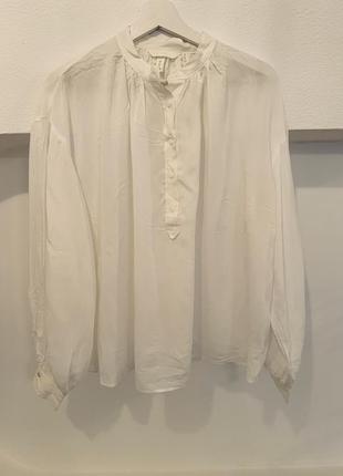 Белая хлопковая рубашка блуза оверсайз4 фото