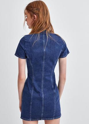 Джинсовое платье рубашка на пуговицах до короткого рукава от zara6 фото