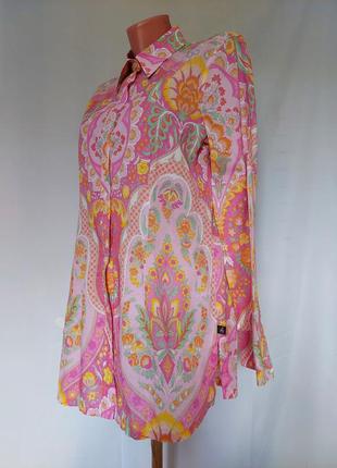 Брендовая розовая рубашка в рисунок пейзли jacques britt(размер 40-42)2 фото