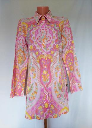 Брендовая розовая рубашка в рисунок пейзли jacques britt(размер 40-42)