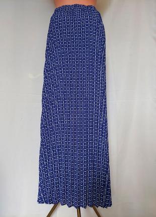 Сине-голубая юбка плиссе в мелкий белый принт next tailoring(размер 40)3 фото