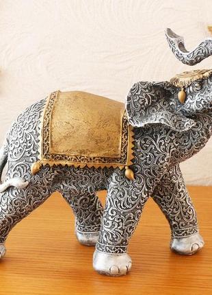 Статуетка слон срібного кольору 30 см з полистоун