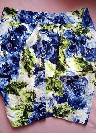 Спідниця-бочонок з яскравим принтом, літня спідниця в кольорах, міні спідниця, коротка літня спідниця