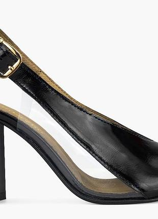 Босоножки женские  чёрные натуральная кожа лакированная украина  alromaro - размер 35 (22,8 см)