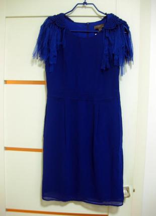 Шикарное платье с плетеными погонами и бахромой р.s-m fever london 10, 38