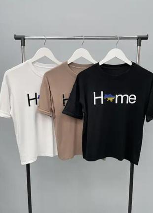 Женская футболка свободного кроя з принтом "home"2 фото