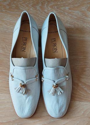 Белые туфли лоферы с кисточками peron venezia (италия), р. 401 фото