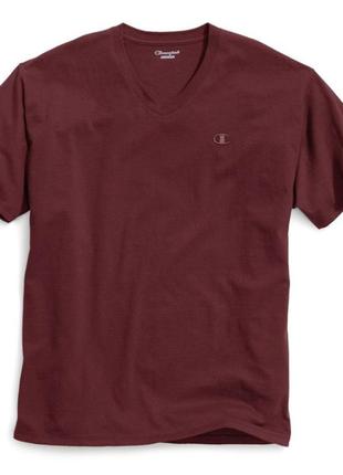 Футболка champion men's classic jersey v-neck t-shirt, maroon, імпорт англія. оригінал