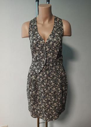 Дизайнерська бавовняна сукня оригінал в квітковий принт v-виріз