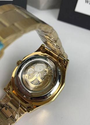 Качественные мужские механические часы winner gmt-1159 gold золото,наручные часы виннер скелетон 20228 фото