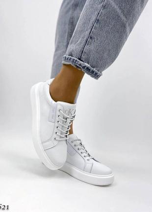 Кросівки білі під бренд, натуральна шкіра