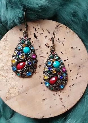 Серьги разноцветная мозаика