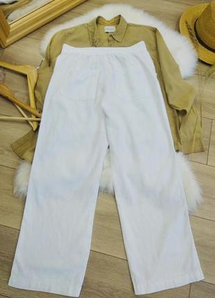 Штани брюки льон лляні zara білі бавовняні палаццо льон, віскоза1 фото
