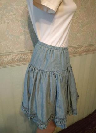 Джинсовая пышная юбка из тонкого денима, двойная 36 р3 фото