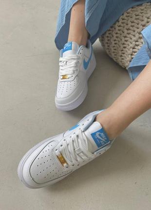 Жіночі шкіряні кросівки nike air force 1 mini swoosh blue