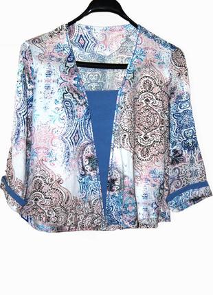 Укороченная легкая блуза в цветочый принт1 фото