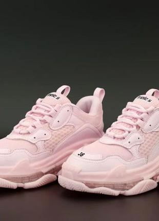 Женские кроссовки balenciaga triple s, розовый, италия