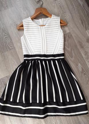 Чорно-біла сукня///стильне плаття трапеція.