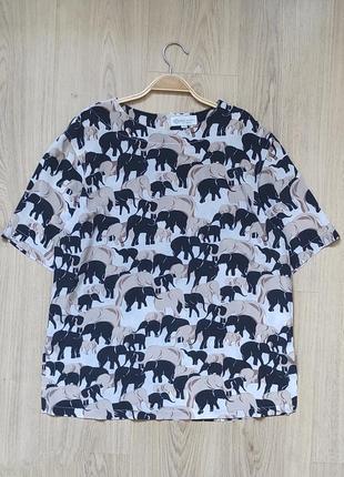 Шёлковый топ-футболка с разрезами / слоны / marco brunetti1 фото