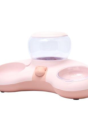 Міска для котів з виделкою подвійна hopet 27415 pink