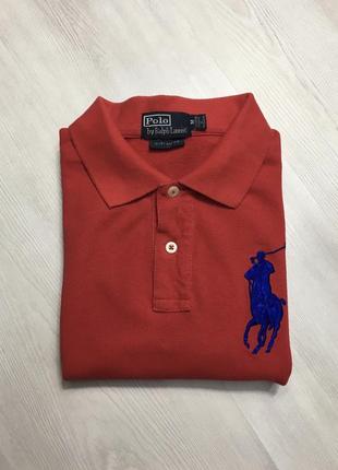 Брендова червона чоловіча футболка поло теніска сорочка polo ralph lauren оригінал2 фото