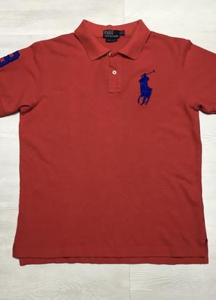 Брендовая красная мужская футболка поло тенниска рубашка polo ralph lauren оригинал