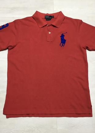 Брендовая красная мужская футболка поло тенниска рубашка polo ralph lauren оригинал3 фото