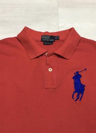 Брендова червона чоловіча футболка поло теніска сорочка polo ralph lauren оригінал4 фото