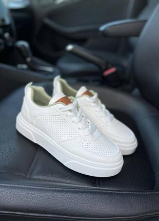 Кеды белые кожаные с сеткой 36-41р
